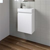 Gloss White Wall Hung 400mm Slimline Vanity Unit Basin Sink Cloakroom Bathroom