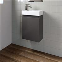 Gloss Grey Wall Mounted 400mm Slimline Vanity Unit Basin Sink Cloakroom Bathroom