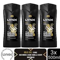 Lynx Gold 12H Refreshing Fragrance Shower Gel Bodywash, 3x 500ml