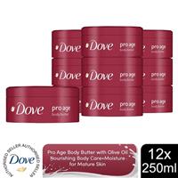 Dove Pro Age Body Butter Cream with Olive Oil Body Care+Moisture 250ml, 12 Pack - Regular Regular