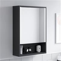 Bathroom Mirror Cabinet LED Wall Mounted 700x500mm Black Demister Shaver Storage