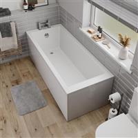 Bathroom Single Ended 1600x700 Straight Bath Side End Panel Square Acrylic White