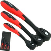 Neilsen 3pc Socket Ratchet Handle Quick Release 72 Teeth 1/4", 3/8", 1/2" Set