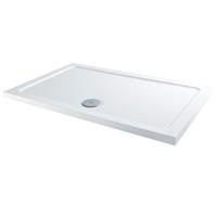 Modern Rectangular Shower Tray 1600x800mm Low Profile Lightweight White Waste