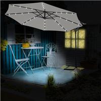 3M Outdoor Banana Cantilever Umbrella Garden Parasol Sun Shade with 32 LED Grey