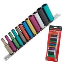 Neilsen 12pc Multi Coloured Metric Deep Socket 4mm - 13mm 6pt Set 1/4 Drive