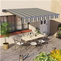 2x1.5M Multi-Stripe Manual Awning Canopy Garden Patio Shade Shelter Retractable