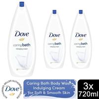 Dove Caring Bath Indulging Cream Bath Soak with 1/4 Moisturising Cream, 3x720ml