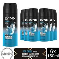 Lynx Body Spray Ice Chill 48-H High Definition Fragrance Deo For Men, 6x150ml