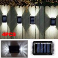 4x SOLAR POWERED LED WALL LIGHTS OUTDOOR GARDEN DOOR FENCE STEP LAMP LIGHTING