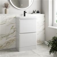 Bathroom Cloakroom Vanity Unit Wash Basin Cabinet Drawers Storage White 500mm