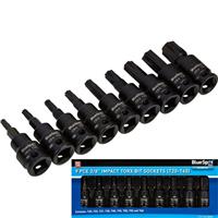 BlueSpot Impact Key Torx 3/8" Drive Bit Socket Set T20 - T60 Bits 9pc