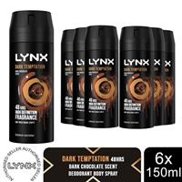 Lynx Body Spray Dark Temptation 48-H High Definition Fragrance Deo, 6x150ml
