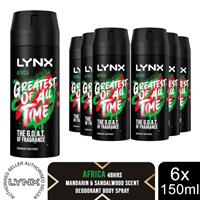 Lynx Body Spray Africa 48-H High Definition Fragrance Deo For Men, 6x150ml