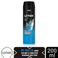 Lynx XL Ice Chill 48H Fresh Iced Mint & Lemon Scent Body Spray Deodorant, 200ml