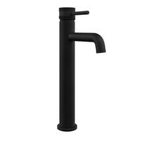 Core Matt Black Modern Round Style Tall Mono Basin Mixer Bathroom Tap
