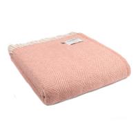 Tweedmill - Dusky Pink & Pearl Pure New Wool Herringbone Throw/Knee Rug