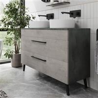 Bathroom Vanity Unit Double Basin Sink Cabinet Soft Close Drawer 1200mm Grey