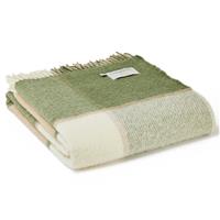 Tweedmill - Olive Green Block Check Pure New Wool Throw/Rug