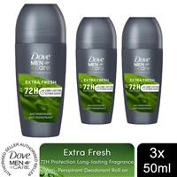 3x Dove Men+Care Extra Fresh 72H Advanced Protection APS Deodorant Roll-On, 50ml