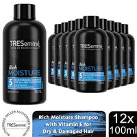Tresemme Moisture Rich Shampoo with Vitamin E for Dry & Damaged Hair 100ml, 12Pk
