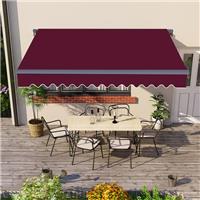 2.5x2m Retractable Awning Manual Garden Canopy Patio Sun Shade Shelter Wine Red
