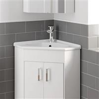 Bathroom Corner Basin Sink 585mm Ceramic 1 Tap Hole White Recessed BASIN ONLY