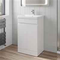 500mm Free Standing Vanity Unit 1TH Basin Sink Gloss White Flat Pack Bathroom