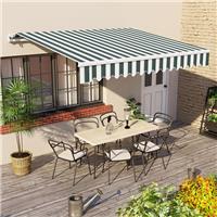 2x1.5M Garden Patio Manual Awning Canopy Shade Shelter Retractable Green&White