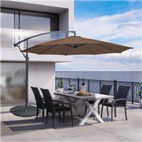 3M Garden Parasol Hanging Sun Shade Outdoor Banana Umbrella Cantilever Browm UK