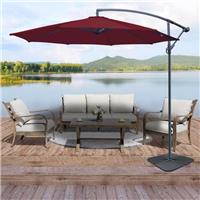 3M Garden Banana Parasol Sun Shade Patio Cantilever Hanging Umbrella Wine