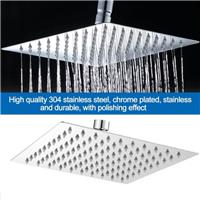 12" Large Square Shower Head Chrome Stainless Steel Rainfall Overhead Bathroom