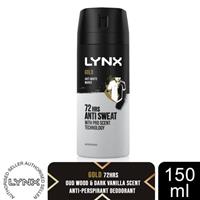 Lynx Gold 72 HRS Anti Sweat Anti-perspirant Deodorant Body Spray, 150 ml