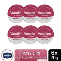 Vaseline Lip Therapy Petroleum Jelly, Rosy Lips, 6 Pack, 20gm