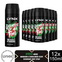 Lynx Body Spray Africa 48-H High Definition Fragrance Deo For Men, 12x150ml