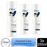 Dove Essential Nourishment Body Lotion 24h DeepCare Complex For Dry Skin 3x250ml