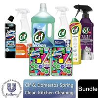 Cif & Domestos Student Cleaning Essentials Kit Kitchen Bathroom Toilet 8pcs