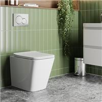Back to Wall Toilet Pan Soft Close Seat Gloss White BTW Bathroom Modern