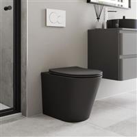 Back to Wall Toilet Rimless BTW Pan Soft Close Seat Matt Black Bathroom Modern