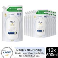 Dove Moisturising Liquid Hand Wash Eco-Refill for Instantly Soft Skin 500ml,12pk