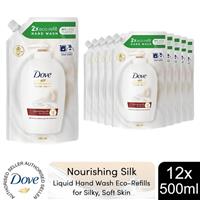 Dove Moisturising Liquid HandWash Refill Nourishing Silk for Soft Hands,12x500ml