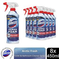 Domestos Power Foam Toilet & Bathroom Cleaner Spray Arctic Fresh, 450ml, 8pk