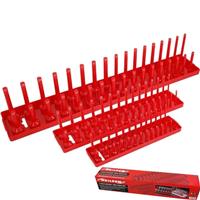 Neilsen 3pc Socket Stand Tray Rack Storage Rail Holder 1/2 3/8 1/4 Sockets