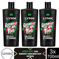 Lynx Africa G.O.A.T Shower Gel up to 12H of Fragrance XXXL Africa 700ml, 3 Pack