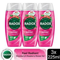 Radox Feel Radiant Shower Gel with Strawberry and Raspberry Fragrance, 225ml