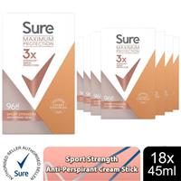 Sure Women Maximum Protection Anti-Perspirant Stick Sport Strength 45ml, 18 Pack