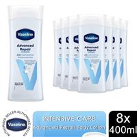 Vaseline Intensive Care Body Lotion Advanced Repair Fragrance Free 400ml, 8 Pack