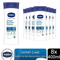 Vaseline Expert Care Body Lotion Instant Dry Skin Rescue Hydrating 400ml, 8 Pack