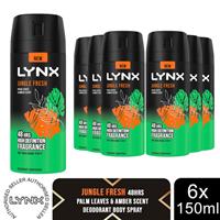 Lynx Body Spray Jungle Fresh 48H High Definition Fragrance Deodorant 150ml, 6pk