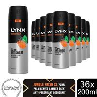 Lynx Jungle Fresh Antiperspirant Spray 72H Protection Deodorant 200ml, 36 Pack